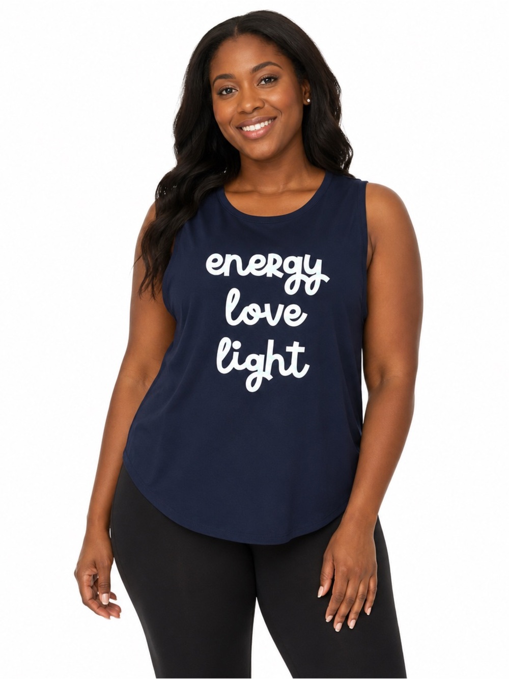 Navy Graphic Muscle Tank - Energy Love Light